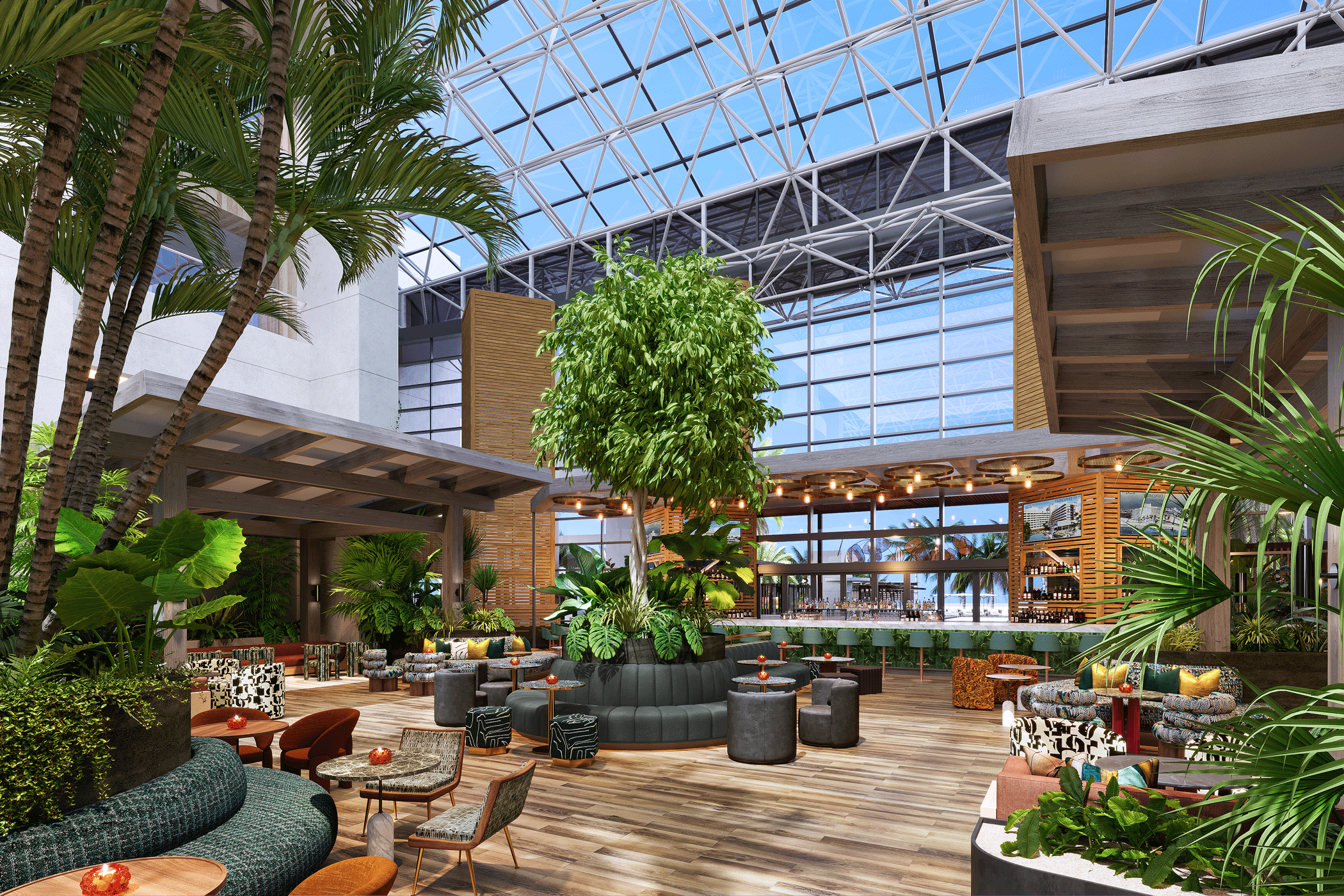 Trinity Investments purchased the Diplomat Beach Resort in Hollywood, Florida, for $835 million in February 2023. Shown here is a rendering of its conversion from a Curio Collection to a Signia by Hilton. (Trinity Investments)